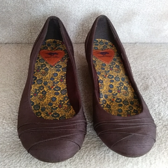 Rocket Dog Floral Linen Look Wedge Shoes7.5M Brown - Picture 8 of 16